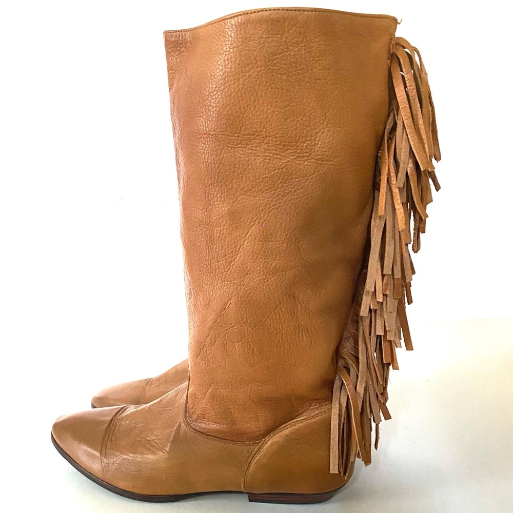 LAREDO  Soft Tan Leather Fringe Boots NWOT